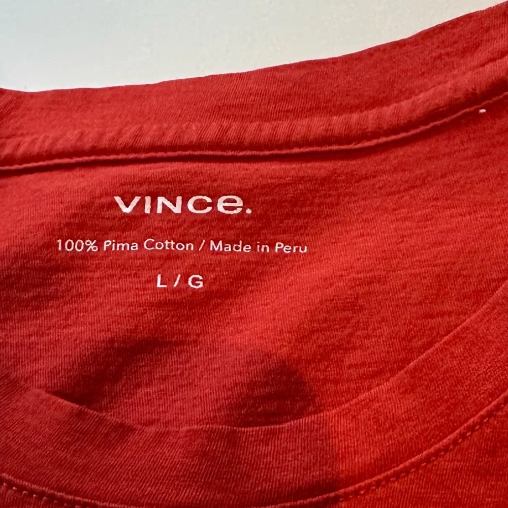 Vince essential Pima cotton crew neck T-shirt (L, vermillion) - has flaw - Picture 8 of 10